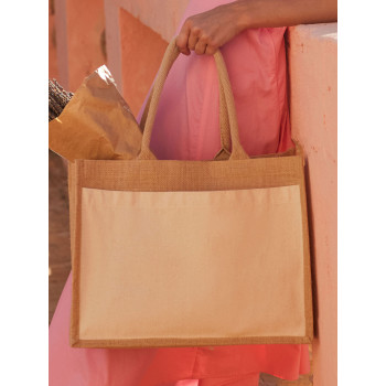 Shopper juta personalizzate con logo - Cotton Pocket Jute Shopper