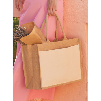 Shopper juta personalizzate con logo - Cotton Pocket Jute Shopper