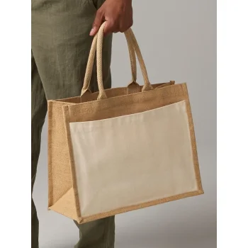 Borse shopper juta personalizzate con logo - Cotton Pocket Jute Shopper