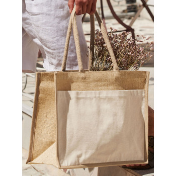 borse juta personalizzate - Cotton Pocket Natural Starched Jute Shopper