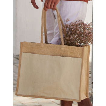 borse juta personalizzate - Cotton Pocket Natural Starched Jute Shopper