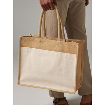 borse juta personalizzate - Cotton Pocket Natural Starched Jute Shopper