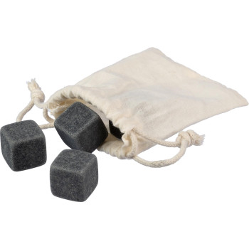 gadget ecologici con logo - Cubetti di ghiaccio in pietra Jens | 4 pz | Sacchetto in cotone