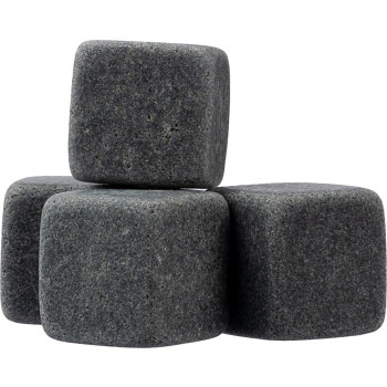 gadget ecologici con logo - Cubetti di ghiaccio in pietra Jens | 4 pz | Sacchetto in cotone