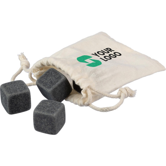 Cubetti di ghiaccio in pietra Jens | 4 pz | Sacchetto in cotone