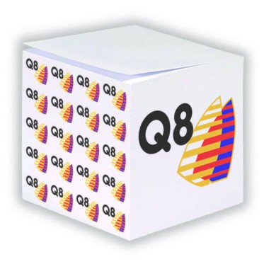 Cubo notes personalizzabile 9x9x9 cm in carta usomano bianca