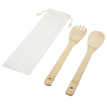Gadget per cucina e casa regalo aziendale per la casa - Cucchiaio e forchetta Endiv in bambù per insalata
