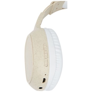 Gadget per smartphone personalizzato con logo - Cuffie Bluetooth® con microfono in paglia di grano Riff