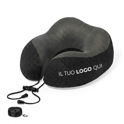 Cuscino da collo personalizzabile con rivestimento RPET e chiusure a coulisse