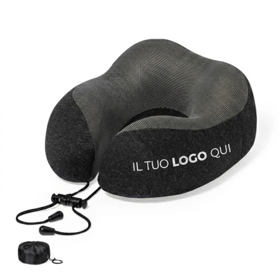 Cuscino da collo personalizzabile con rivestimento RPET e chiusure a coulisse