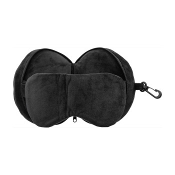 Cuscini da viaggio personalizzati con logo - Cuscino da viaggio Leontine | 2 in 1 con maschera per dormire