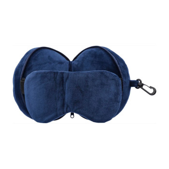 Cuscini da viaggio personalizzati con logo - Cuscino da viaggio Leontine | 2 in 1 con maschera per dormire