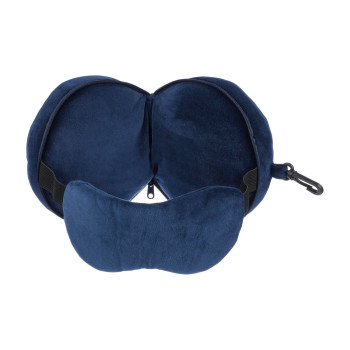 Cuscini da viaggio personalizzati con logo - Cuscino da viaggio Leontine | 2 in 1 con maschera per dormire