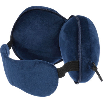 Cuscini da viaggio personalizzati con logo - Cuscino da viaggio Leontine | 2 in 1 con maschera per dormire
