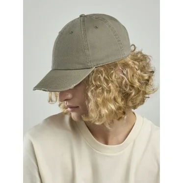 Caps personalizzabile Atlantis in cotone chino lavato a 6 pannelli con visiera media