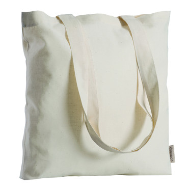 Shopper personalizzabile cotone naturale con manici lunghi e finiture cucite