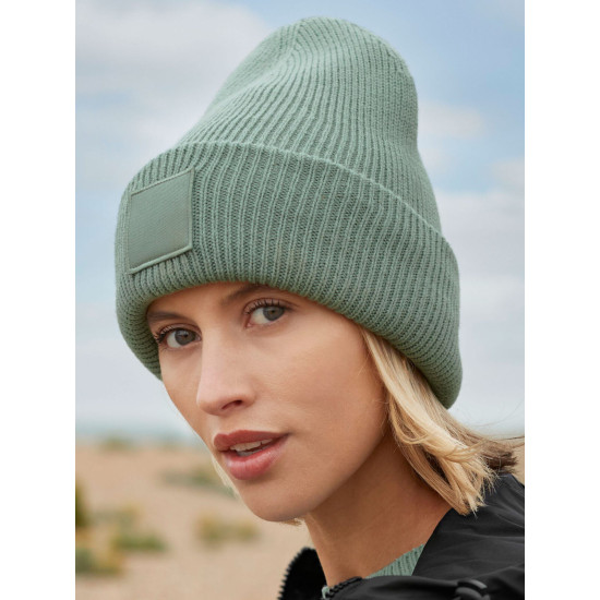 Deep Cuffed Tonal Patch Beanie 