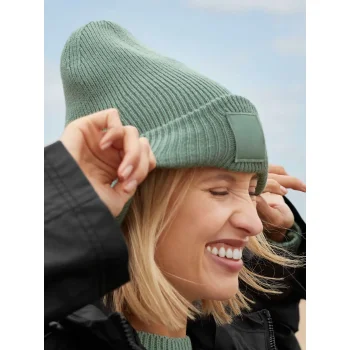 Deep Cuffed Tonal Patch Beanie 