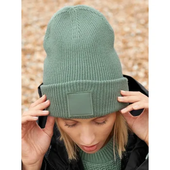 Deep Cuffed Tonal Patch Beanie 