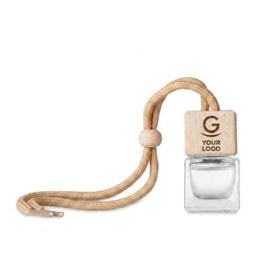 Deodorante per auto personalizzabile contenitore vetro coperchio legno