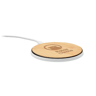 Caricabatterie wireless personalizzabile 15W bamboo e ABS resistente