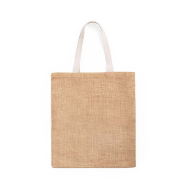 Borsa ecologica in juta personalizzabile verde con manici resistenti