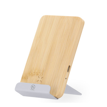Caricatore wireless personalizzato in bambù e alluminio riciclato 15W