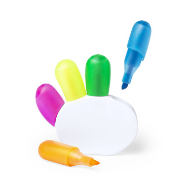 Set di evidenziatori personalizzabili con supporto bianco ergonomico