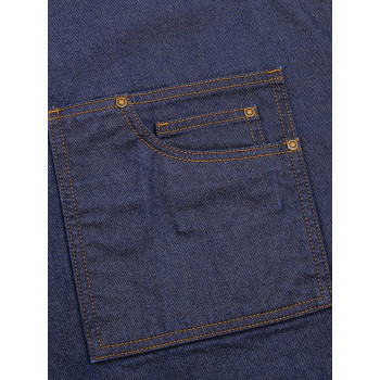 District Waxed Look Denim Bib Apron