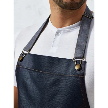 District Waxed Look Denim Bib Apron