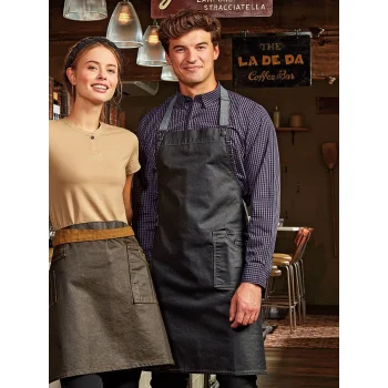 District Waxed Look Denim Bib Apron