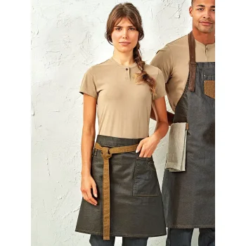 Division Waxed Look Denim Waist Apron
