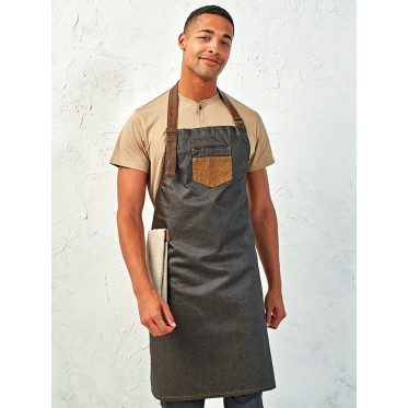 Abbigliamento ristorazione personalizzato con logo - Division Waxed Look Denim With Faux Leather ather