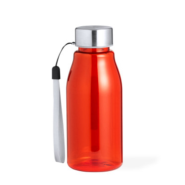 Borraccia personalizzabile 350 ml in RPET con tappo acciaio inox e cordino