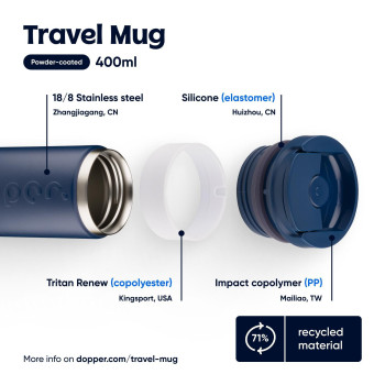Borraccia personalizzata con logo - Dopper, tazza da viaggio 400 ml