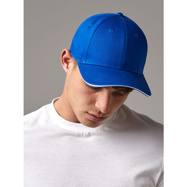 Cappellino baseball personalizzato con logo - EarthAware® Classic Organic Cotton 6 Panel Cap -  Sandwich Peak
