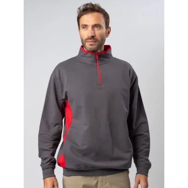 Half zip sweatshirt personalizzata Colore Italiano cotone french terry bicolore