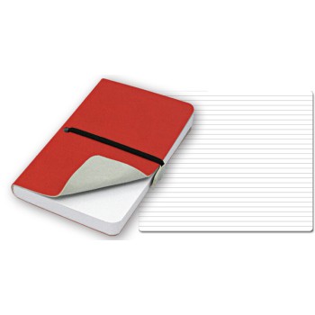 Taccuino quaderno personalizzato con logo - ELASTIC blocco 224 pg. con rigaggio ed elastico, in vivella bicolore. Astuccio di confezione.