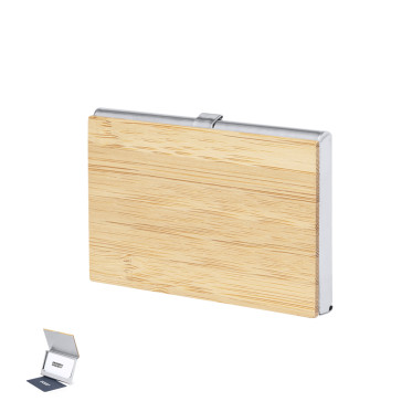 Portacarte personalizzabile in bambù resistente con chiusura a scatto