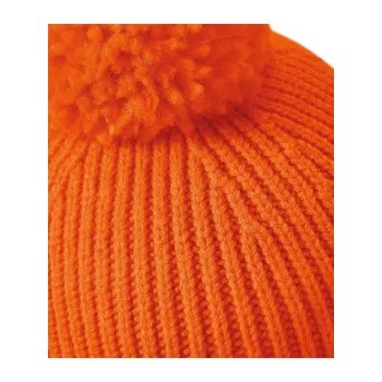 Engineered Knit Ribbed Pom Pom Beanie