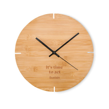 Orologio da parete personalizzabile bamboo con meccanismo tic-toc silenzioso