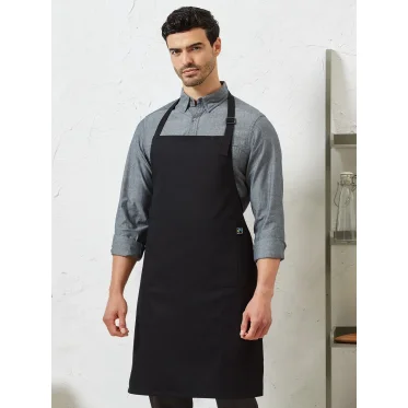 Grembiule con pettorina in cotone biologico Fairtrade con tasca centrale