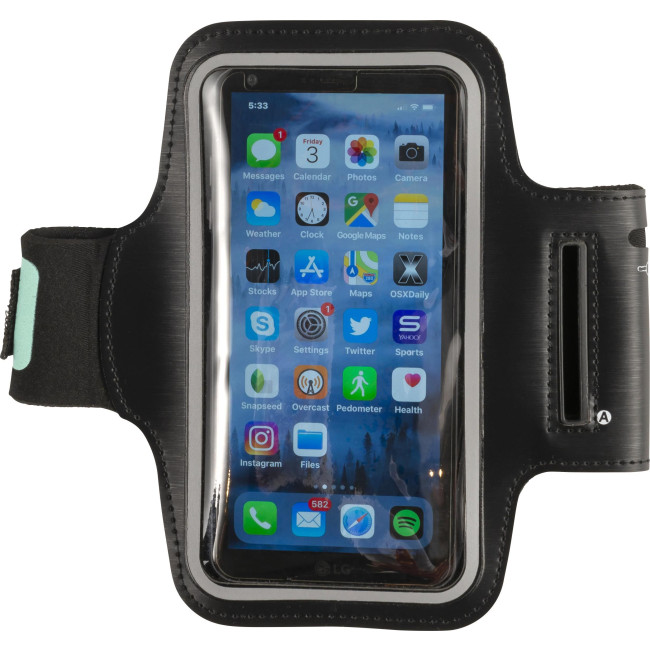 Gadget per smartphone personalizzato con logo - Fascia porta-telefono Danny | Plastica e velcro