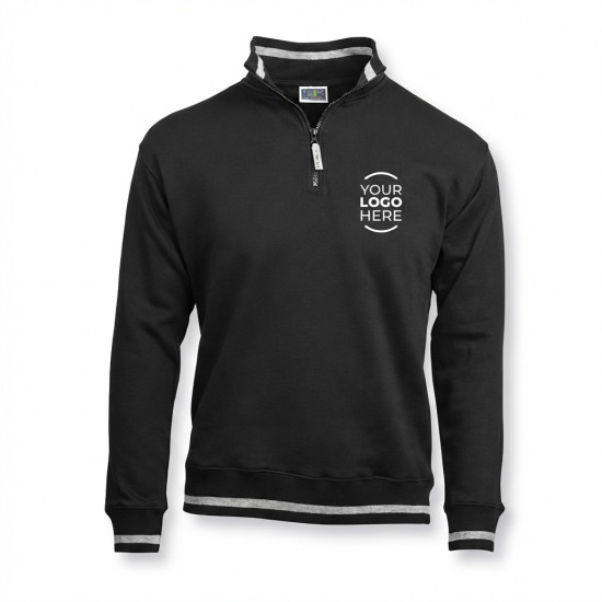 Felpa a lupetto personalizzabile con zip corta e dettagli elasticizzati