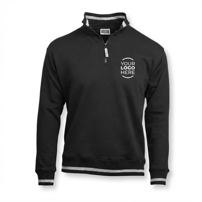 Felpa a lupetto personalizzabile con zip corta e dettagli elasticizzati