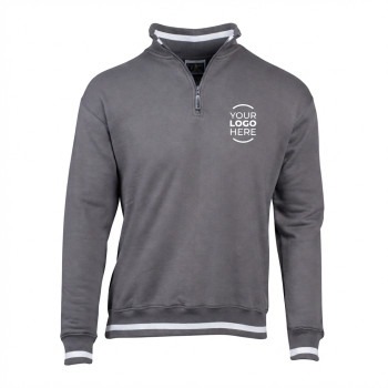 Felpa a lupetto personalizzabile con zip corta e dettagli elasticizzati