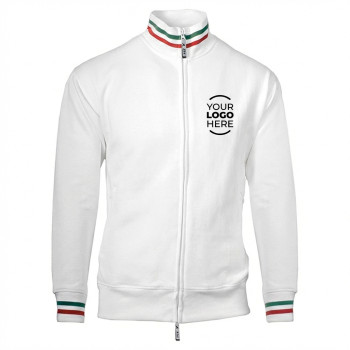 Felpa personalizzabile con collo lupetto tricolore e zip doppia