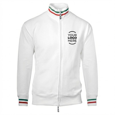Felpa personalizzabile con collo lupetto tricolore e zip doppia