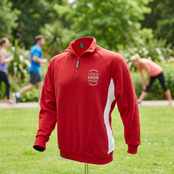 Felpa personalizzabile con zip corta e bande laterali bianche