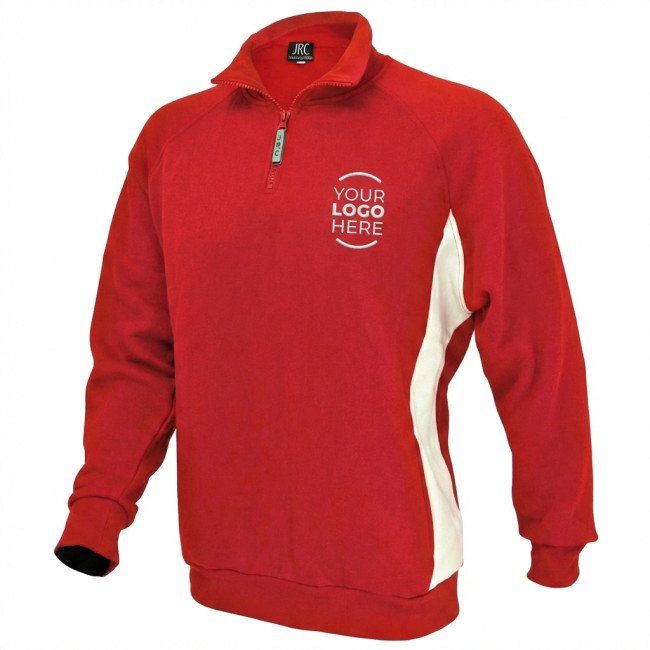 Felpa personalizzabile con zip corta e bande laterali bianche